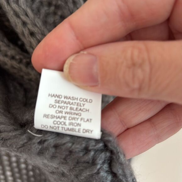 Figwood Women’s chunky knit cropped open knit bell sleeve boho sweater gray S\M - Picture 7 of 9